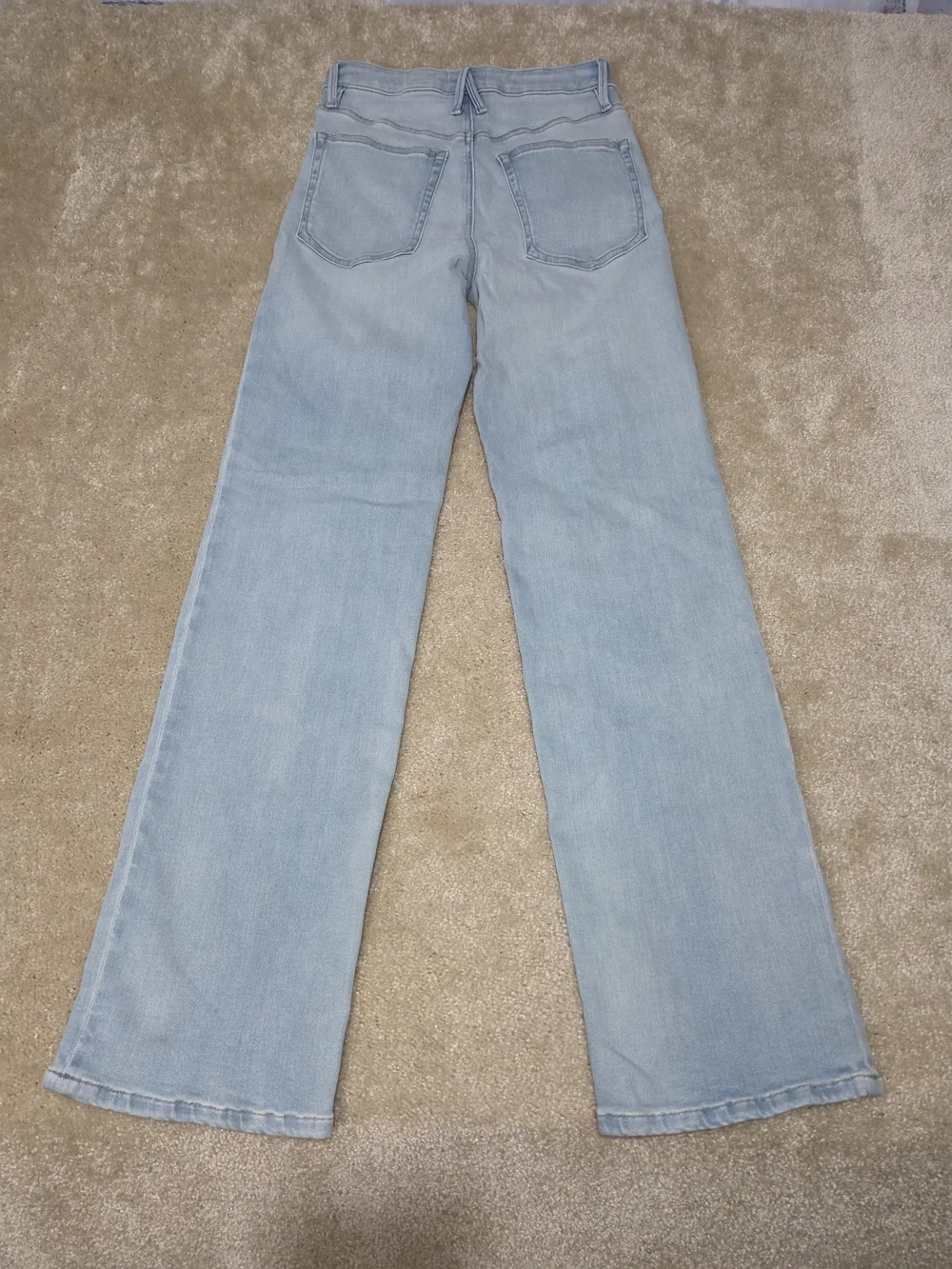 Good American Good True Straight Jeans Womens 4 High Rise Light Wash Stretch